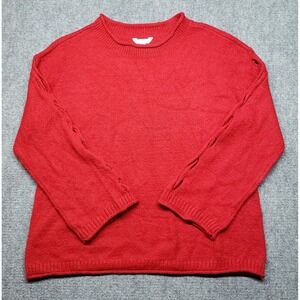 Boutique Plus Sweater Womens 0X Cabaret Red Round Neck Stretch Pullover New